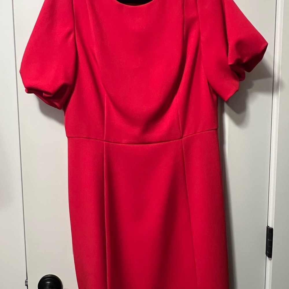 Eliza J Vibrant Coral Red Midi Dress